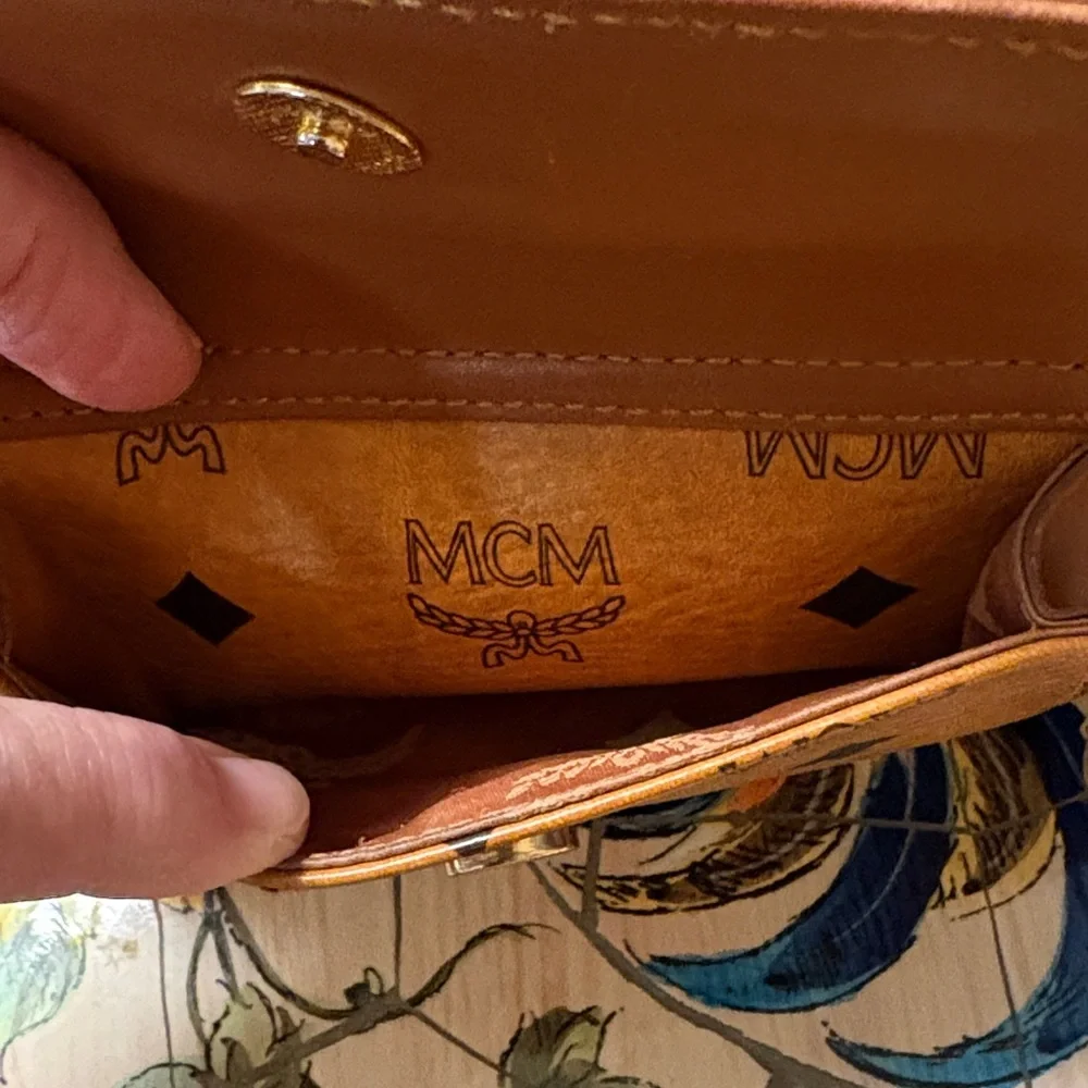 MCM Cognac Brown Monogram Satchel